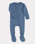Blue footed sleeper for baby on white background